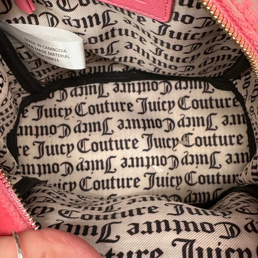 Juicy Couture Pink‎ Velour Mini Backpack Rhinestone Logo Webbed Straps Y2K Style